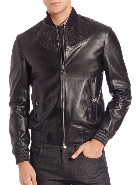 versace leather mens jacket|Versace jacket price.